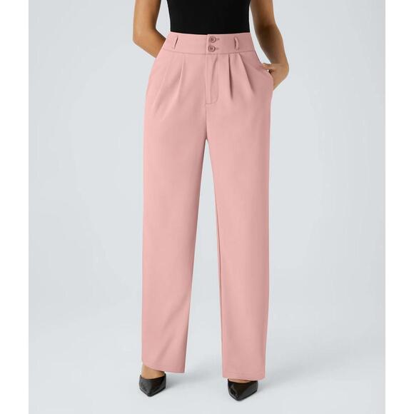 Halara Pants - NWT Halara Flex™ High Waisted Shirred Straight Leg Work Pants Size XS Petite